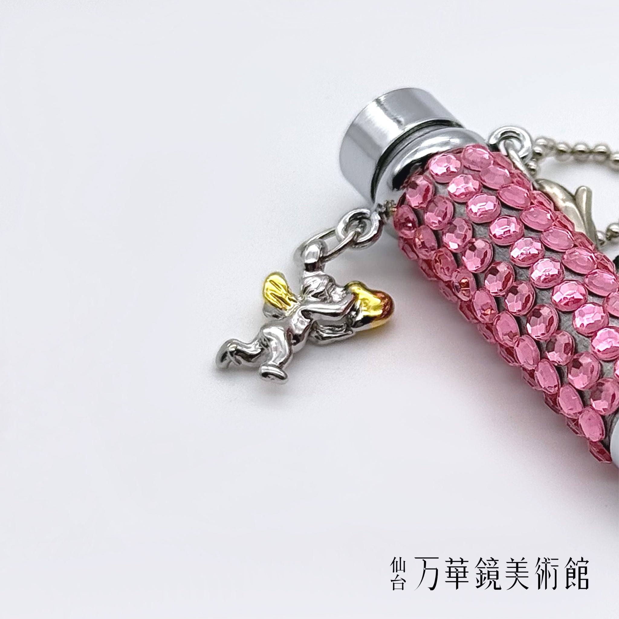 ラインストーンテレイドストラップ　ピンク